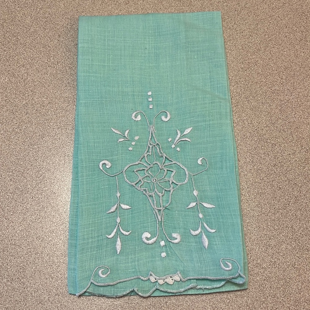 Vintage Linen With Needlepoint Decorative Towel